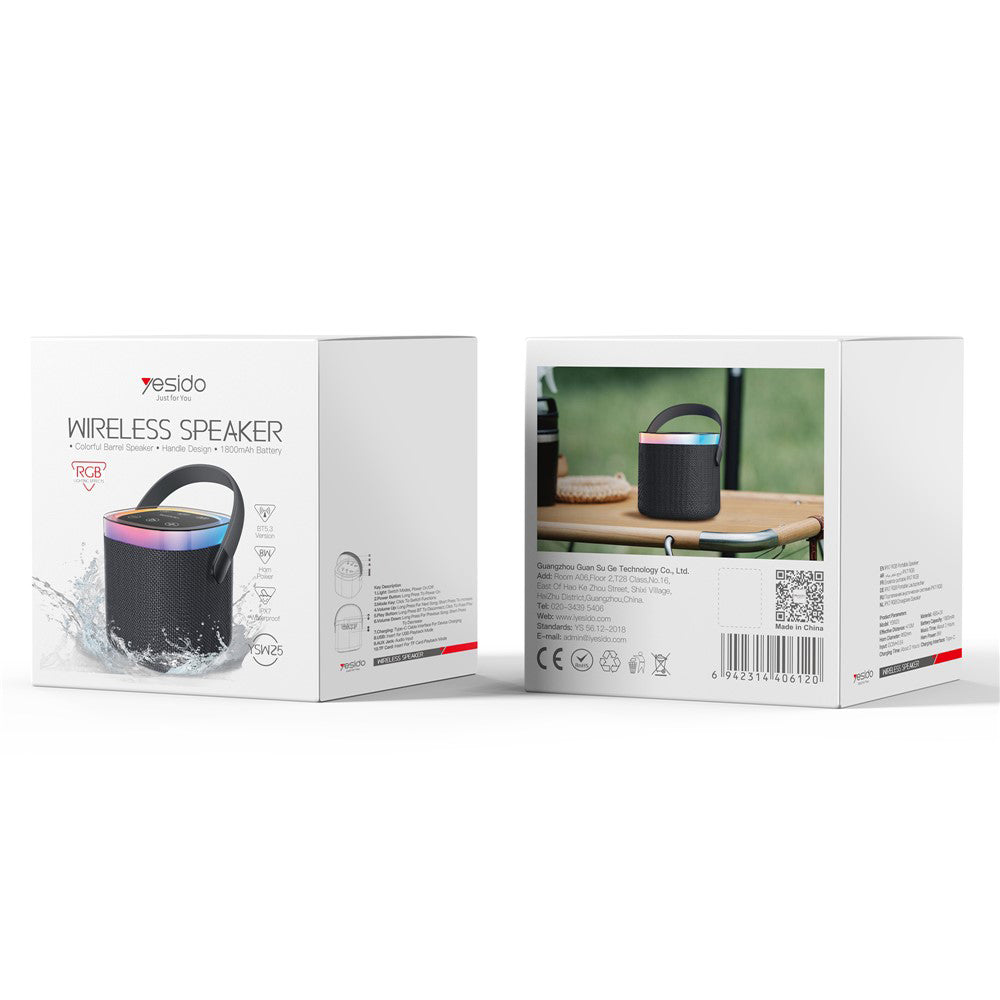 Boxa Portabila Bluetooth Yesido YSW25, 5W, RGB, Neagra