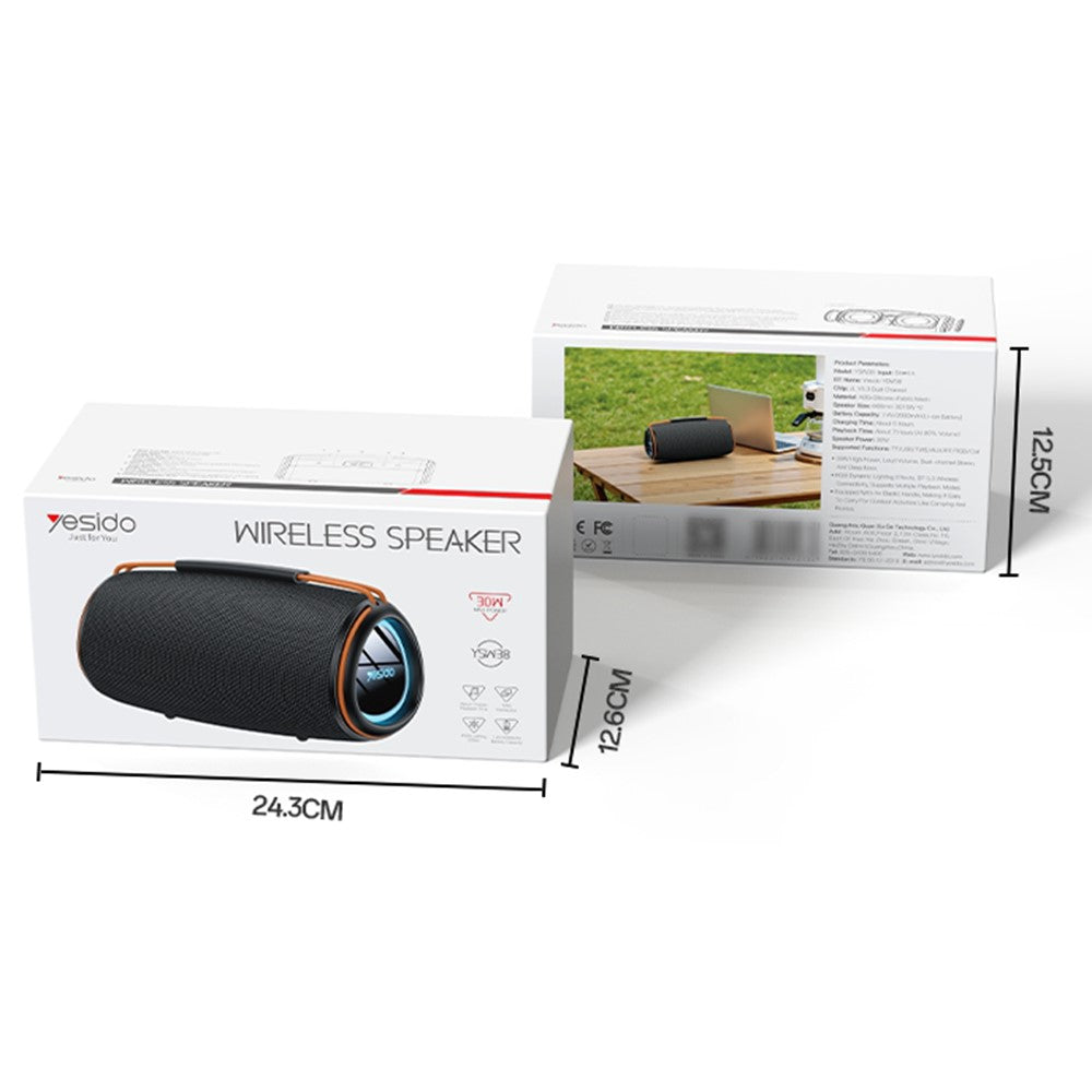 Boxa Portabila Bluetooth Yesido YSW38, 30W, TWS, RGB, Neagra