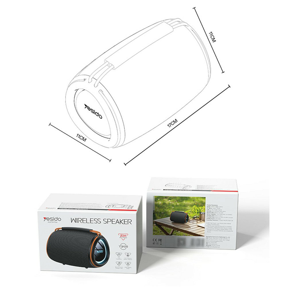 Boxa Portabila Bluetooth Yesido YSW39, 20W, TWS, RGB, Neagra