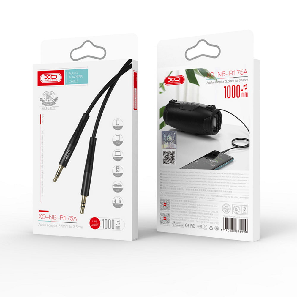 Cablu Audio 3.5mm - 3.5mm XO Design NB-R175A, 1m, Negru