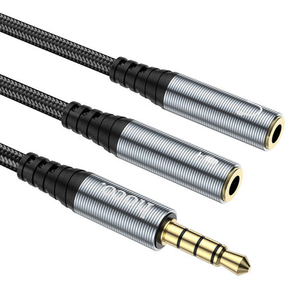 Adaptor Audio 3.5mm - 2 x 3.5mm HOCO UPA21-2, 0.25m, Negru