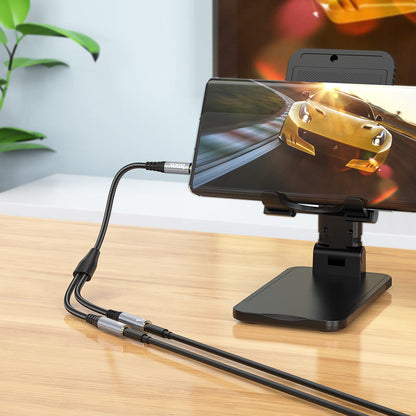 Adaptor Audio 3.5mm - 2 x 3.5mm HOCO UPA21-2, 0.25m, Negru