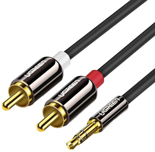 Cablu Audio 3.5mm - 2 x RCA UGREEN AV116, 1.5m, Negru