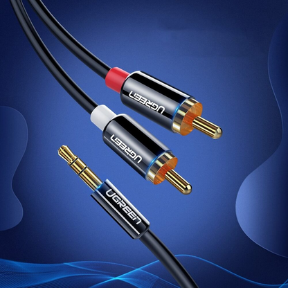 Cablu Audio 3.5mm - 2 x RCA UGREEN AV116, 1.5m, Negru