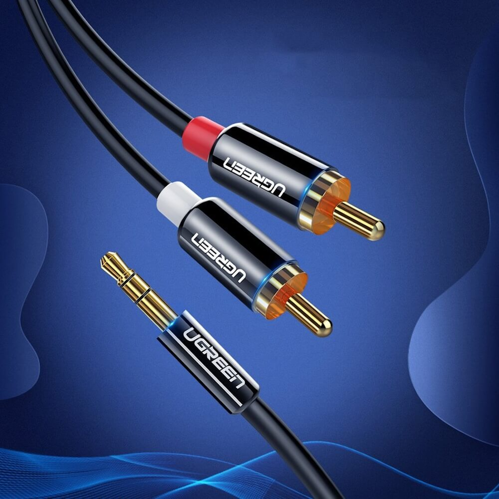 Cablu Audio 3.5mm - 2 x RCA UGREEN AV116, 5m, Negru