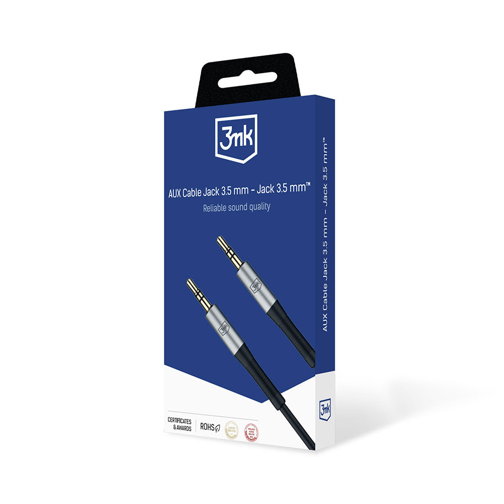 Cablu Audio 3.5mm - 3.5mm 3MK, 1m, Negru