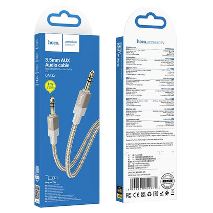 Cablu Audio 3.5mm - 3.5mm HOCO UPA32, 1m, Auriu