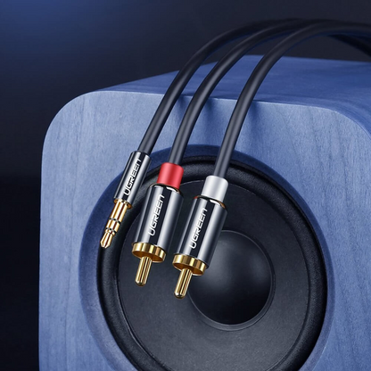 Cablu Audio 3.5mm - 2 x RCA UGREEN AV116, 1.5m, Negru