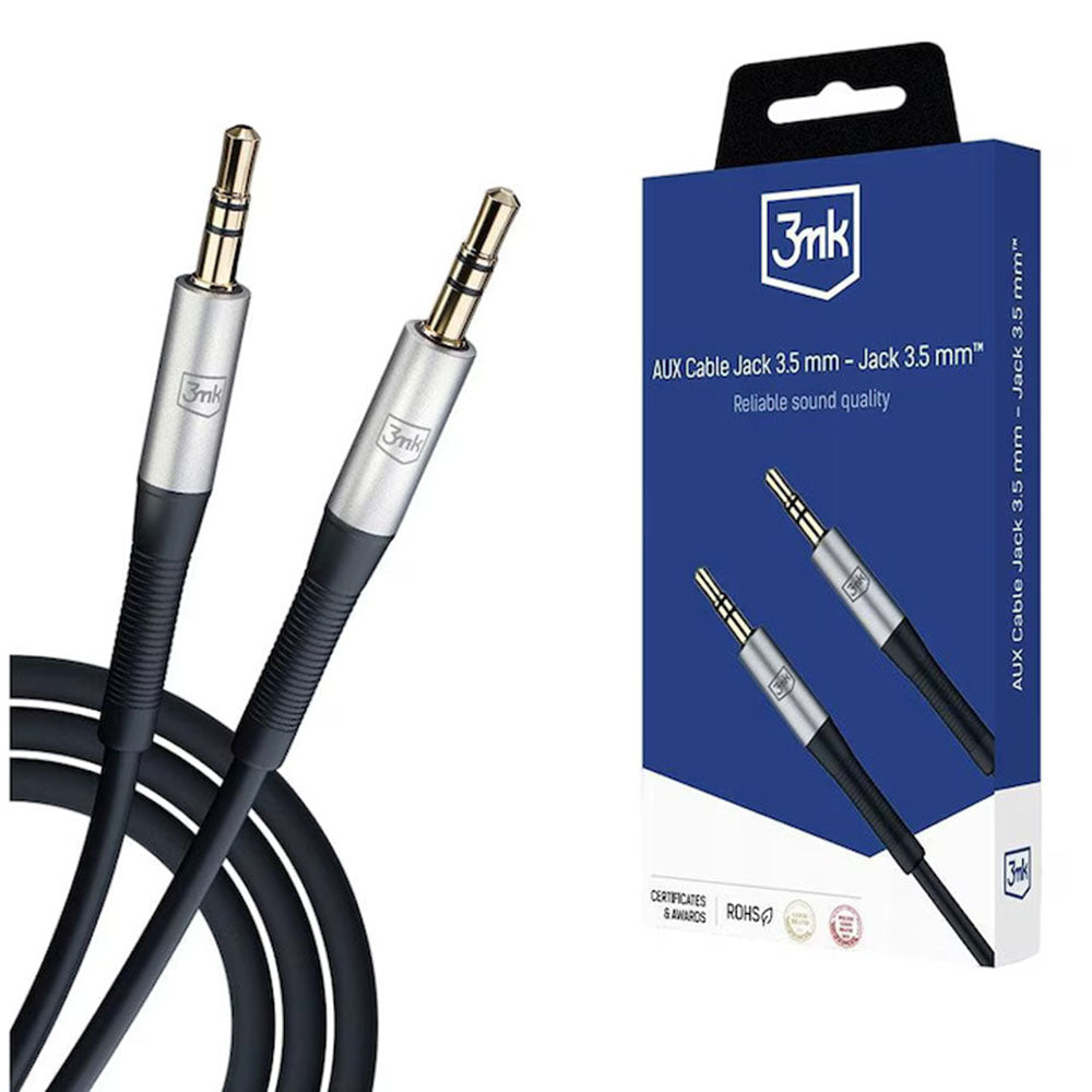 Cablu Audio 3.5mm - 3.5mm 3MK, 1m, Negru