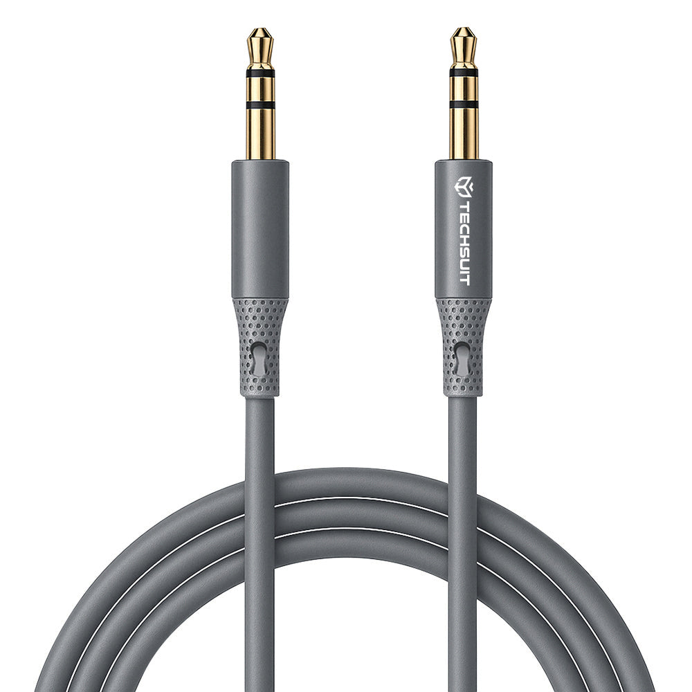 Cablu Audio 3.5mm - 3.5mm Techsuit AC3 SoundFlex, 1m, Gri
