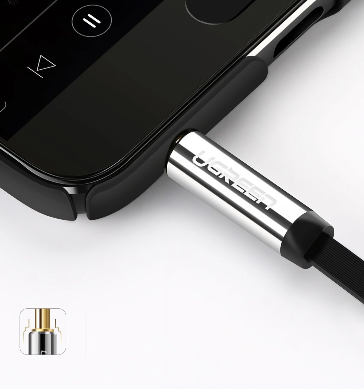 Cablu Audio 3.5mm - 3.5mm UGREEN AV119 Angled, 3m, Negru