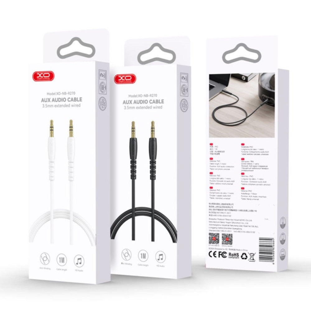 Cablu Audio 3.5mm - 3.5mm XO Design NB-R270, 1m, Alb