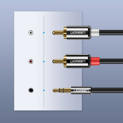 Cablu Audio 3.5mm - 2 x RCA UGREEN AV116, 2m, Negru