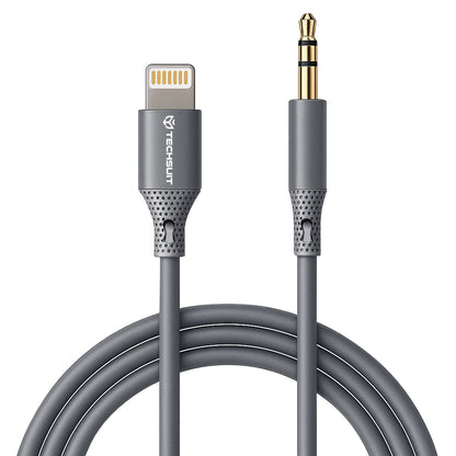 Cablu Audio Lightning - 3.5mm Techsuit AC5 SoundFlex, 1m, Gri