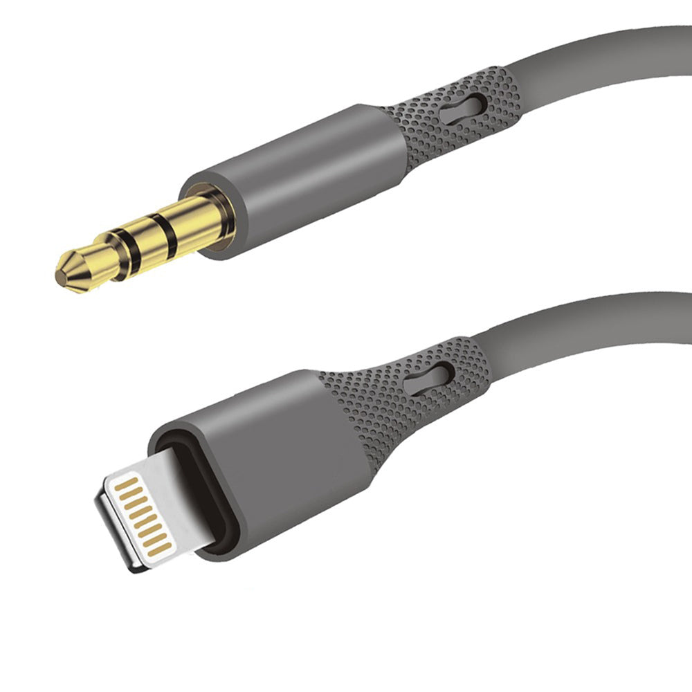 Cablu Audio Lightning - 3.5mm Techsuit AC5 SoundFlex, 1m, Gri