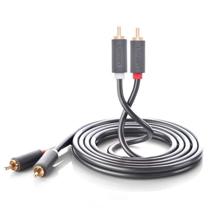 Cablu Audio UGREEN AV104, 2 x RCA - 2 x RCA, 2m, Negru