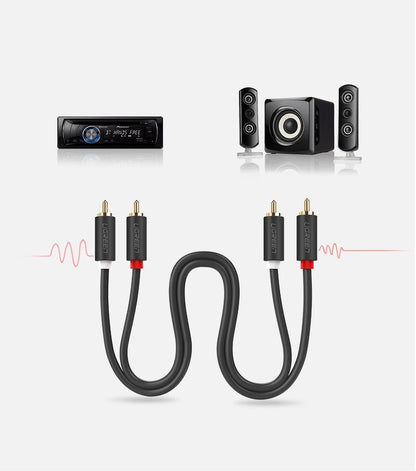 Cablu Audio UGREEN AV104, 2 x RCA - 2 x RCA, 2m, Negru