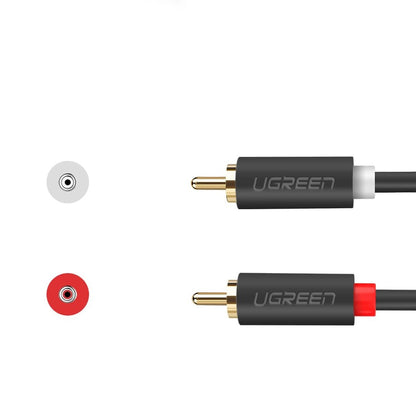 Cablu Audio UGREEN AV104, 2 x RCA - 2 x RCA, 2m, Negru