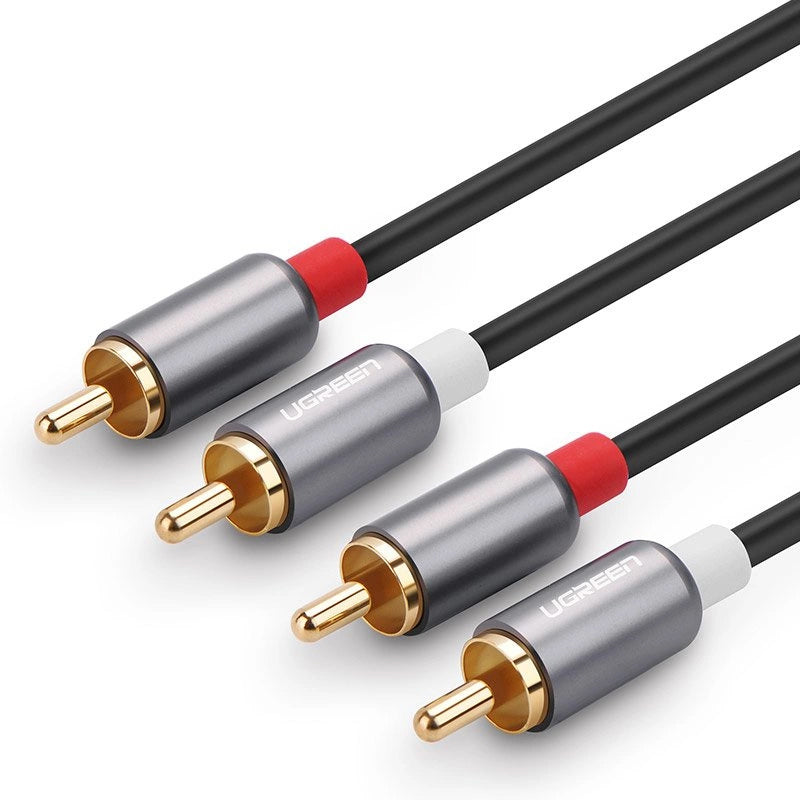 Cablu Audio UGREEN AV104, 2 x RCA - 2 x RCA, 2m, Negru