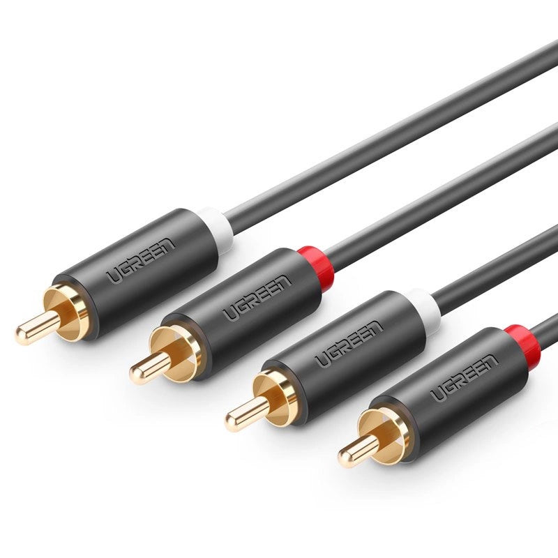 Cablu Audio UGREEN AV104, 2 x RCA - 2 x RCA, 2m, Negru
