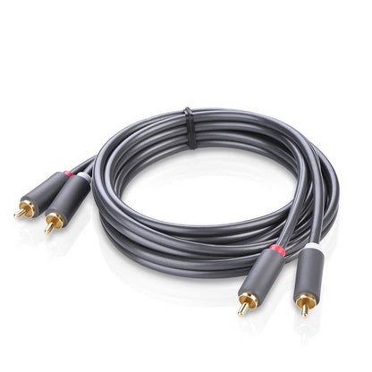 Cablu Audio UGREEN AV104, 2 x RCA - 2 x RCA, 2m, Negru