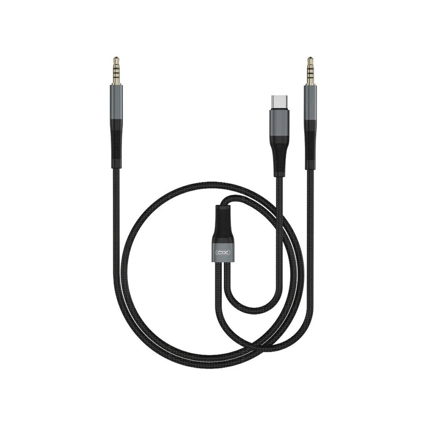 Cablu Audio USB-C / 3.5mm - 3.5mm XO Design NB178B, 1m, Negru