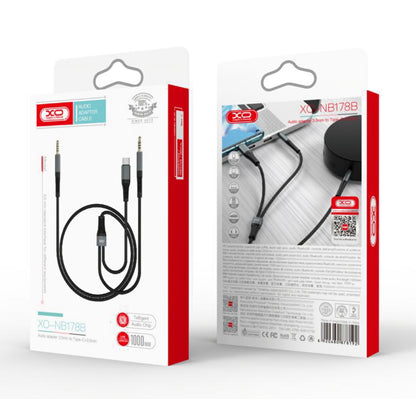 Cablu Audio USB-C / 3.5mm - 3.5mm XO Design NB178B, 1m, Negru