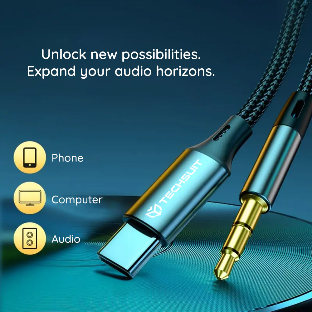 Cablu Audio USB-C - 3.5mm Techsuit AC11 FuseXound, 0.5m, Gri