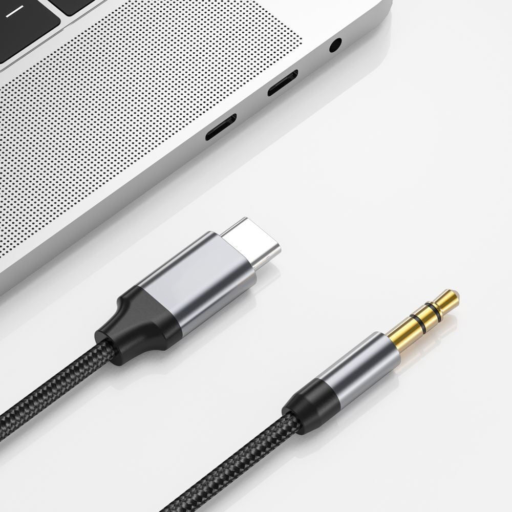 Cablu Audio USB-C - 3.5mm Techsuit AC9 SoundShell, 1.5m, Gri