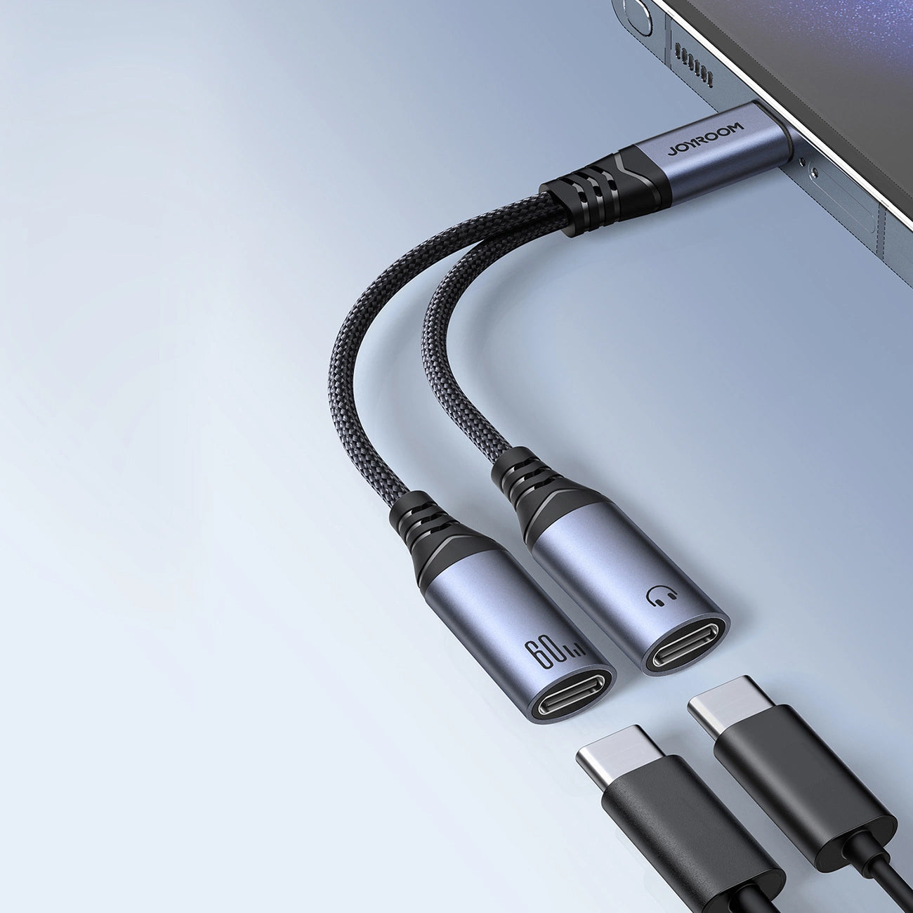 Cablu Audio USB-C - 2 x USB-C Joyroom SY-C03, 0.14m, Negru