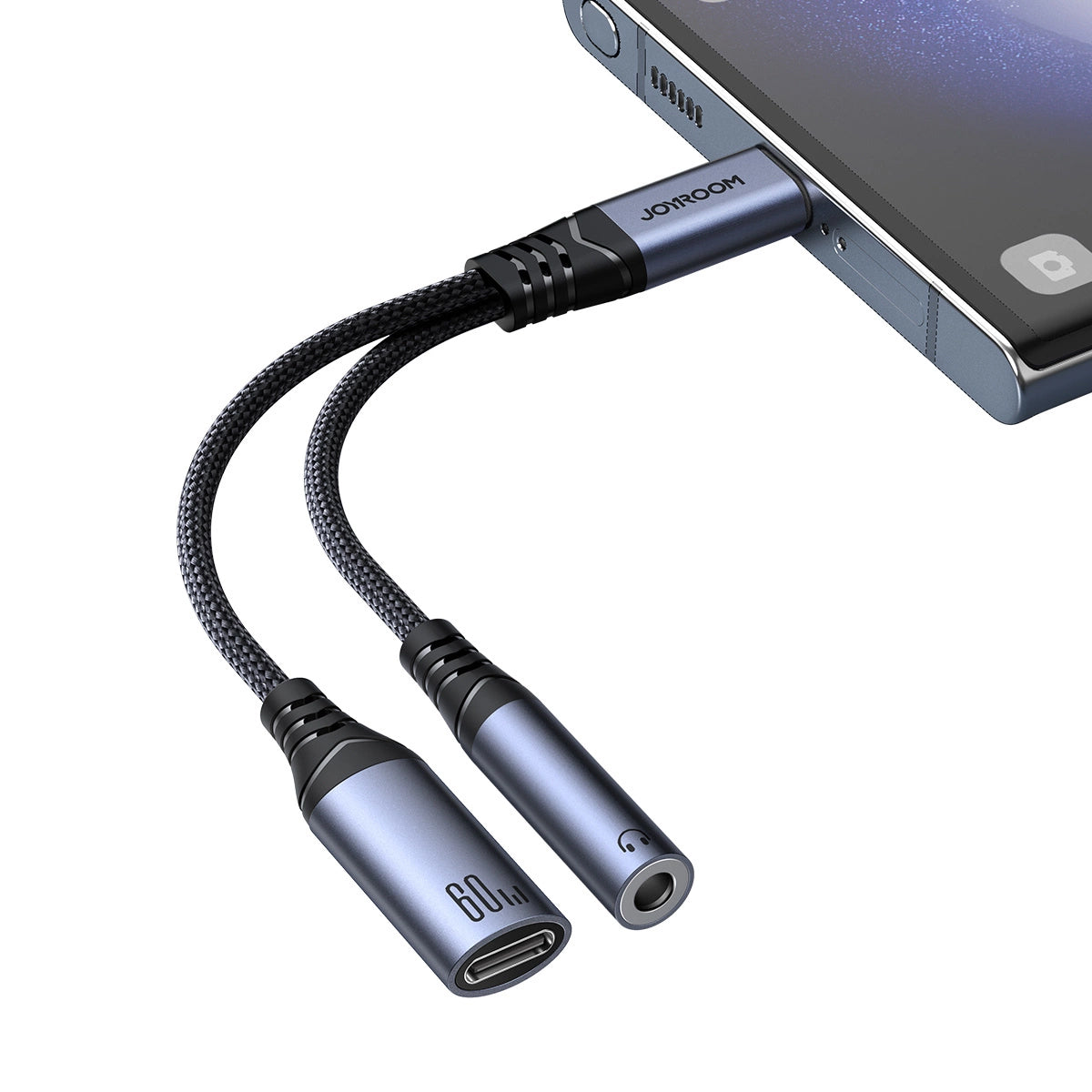 Cablu Audio USB-C - 3.5mm / USB-C Joyroom SY-C02, 0.14m, Negru
