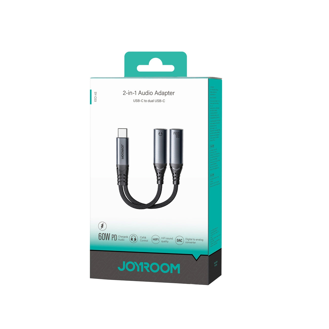 Cablu Audio USB-C - 2 x USB-C Joyroom SY-C03, 0.14m, Negru