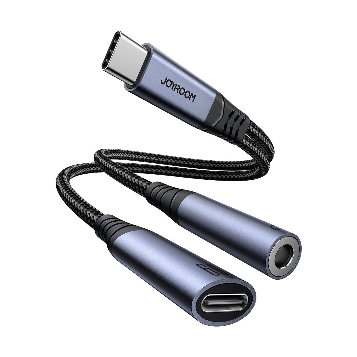 Cablu Audio USB-C - 3.5mm / USB-C Joyroom SY-C02, 0.14m, Negru