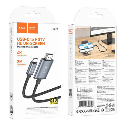 Cablu Audio si Video USB-C - HDMI HOCO UA27, 2m, Gri