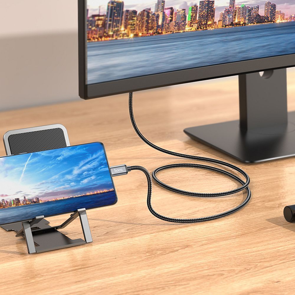 Cablu Audio si Video USB-C - HDMI HOCO UA27, 2m, Gri