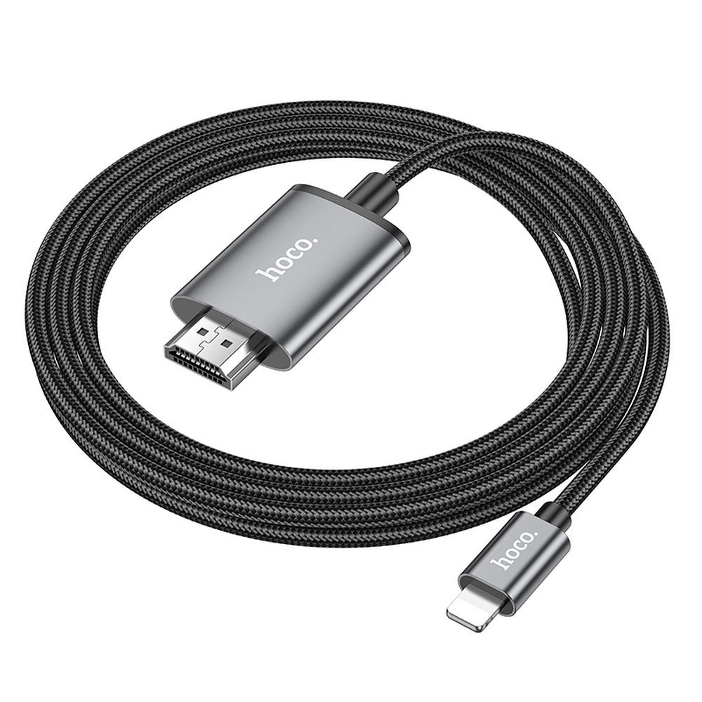 Cablu Audio si Video Lightning - HDMI HOCO UA27, 2m, Gri