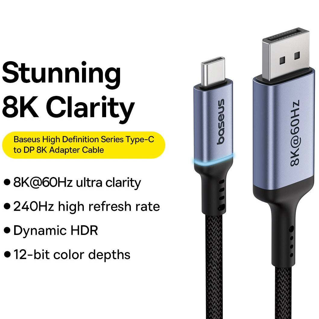Cablu Audio si Video USB-C - DisplayPort Baseus Ultra Clarity, 8K, 2m, Negru B0063370D111-01