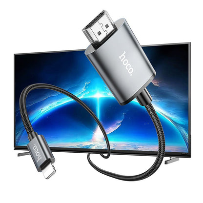 Cablu Audio si Video Lightning - HDMI HOCO UA27, 2m, Gri