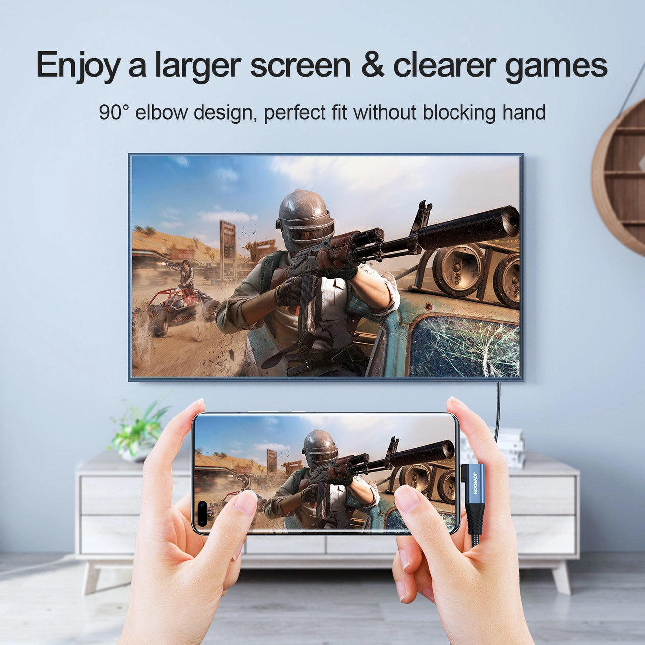 Cablu Audio si Video USB-C - HDMI Joyroom SY-20C1 Angled, 2m, Gri