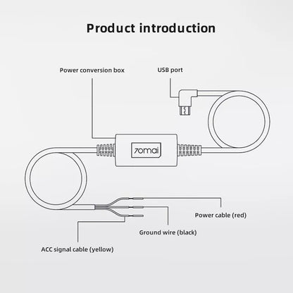 Hardwire 70mai Kit Midrive UP02, microUSB, 3m