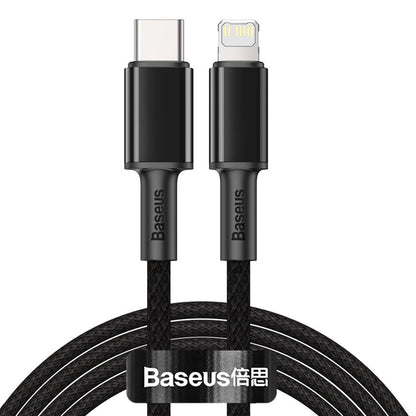 Cablu Date si Incarcare USB-C - Lightning Baseus High Density Braided, 20W, 2m, Negru CATLGD-A01