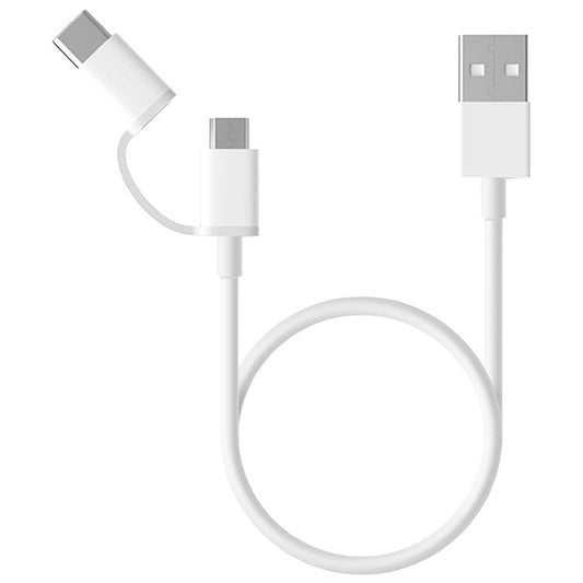 Kabel do ładowania i transmisji danych USB-A - microUSB / USB-C Xiaomi Mi 2in1, 18 W, 0,3 m, biały SJV4083TY