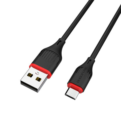 Kabel do ładowania i transmisji danych USB-A - microUSB Borofone Enjoy BX17, 18W, 1m, czarny