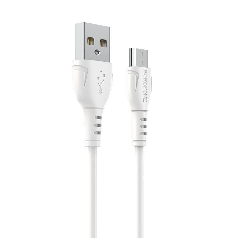 Kabel do ładowania i transmisji danych USB-A - microUSB Borofone BX51 Triumph MP, 18W, 1m, biały