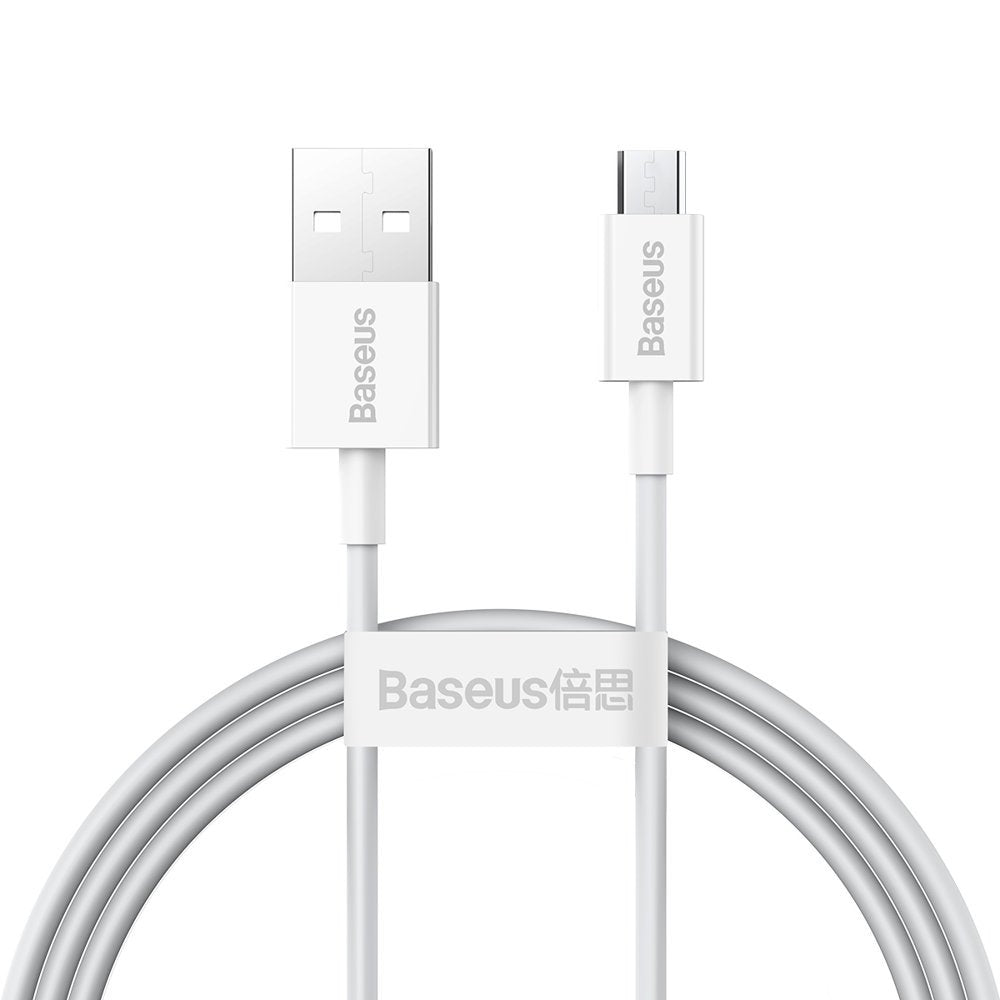 Cablu Date si Incarcare USB-A - microUSB Baseus Superior Series, 18W, 2m, Alb CAMYS-A02