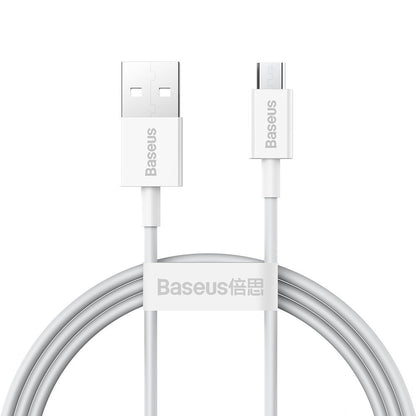 Cablu Date si Incarcare USB-A - microUSB Baseus Superior Series, 18W, 2m, Alb CAMYS-A02