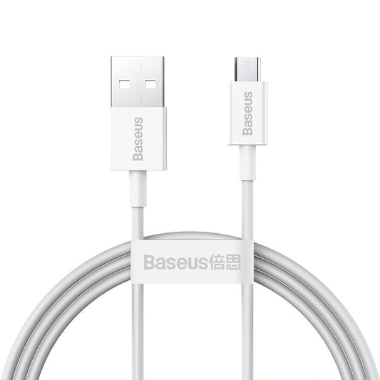 Cablu Date si Incarcare USB-A - microUSB Baseus Superior Series, 18W, 2m, Alb CAMYS-A02