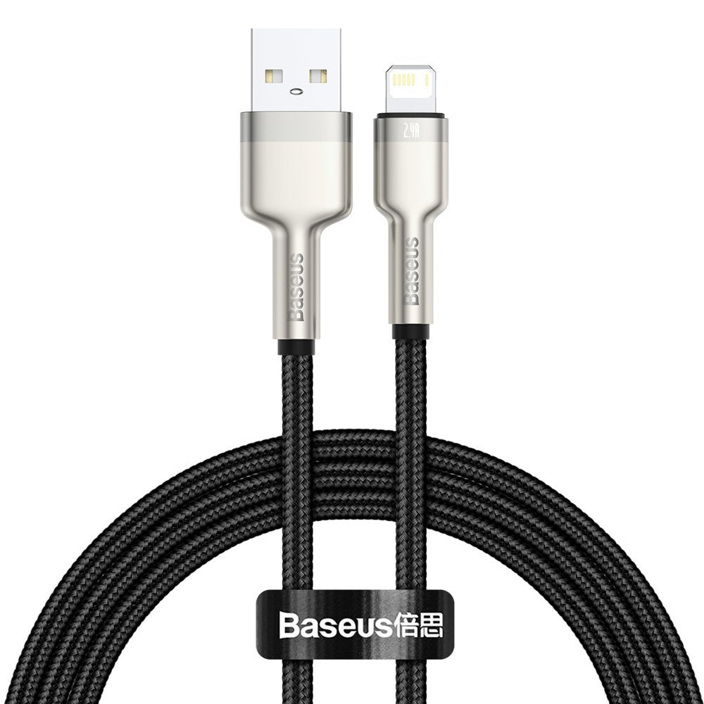 Kabel do ładowania i transmisji danych USB-A - Lightning Baseus Cafule Metal Series, 18W, 1m, czarny CALJK-A01 