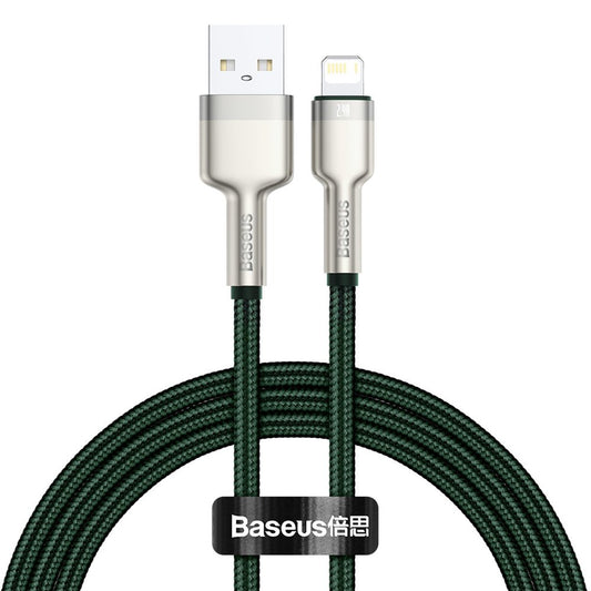 Cablu Date si Incarcare USB-A - Lightning Baseus Cafule Metal Series, 18W, 1m, Verde CALJK-A06