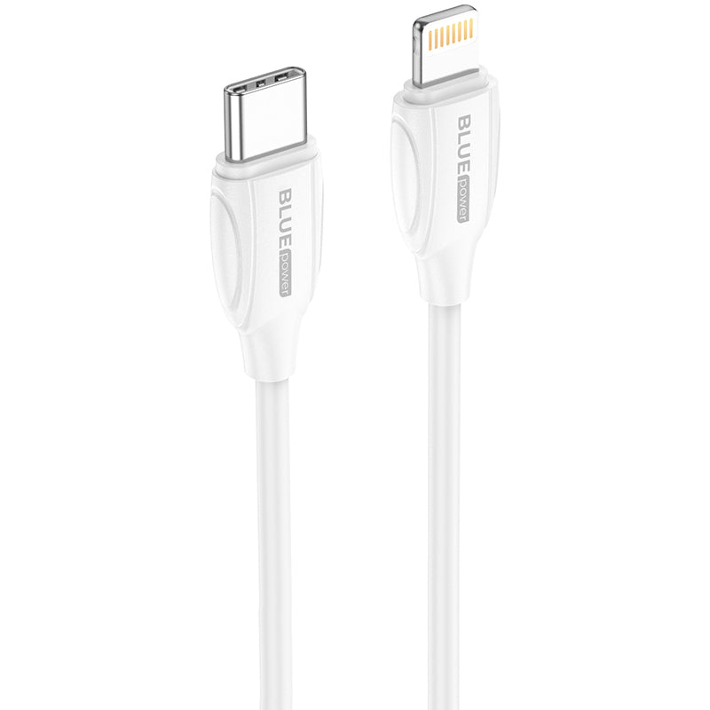 Cablu Date si Incarcare USB-C - Lightning BLUE Power B2BX19, 18W, 2m, Alb